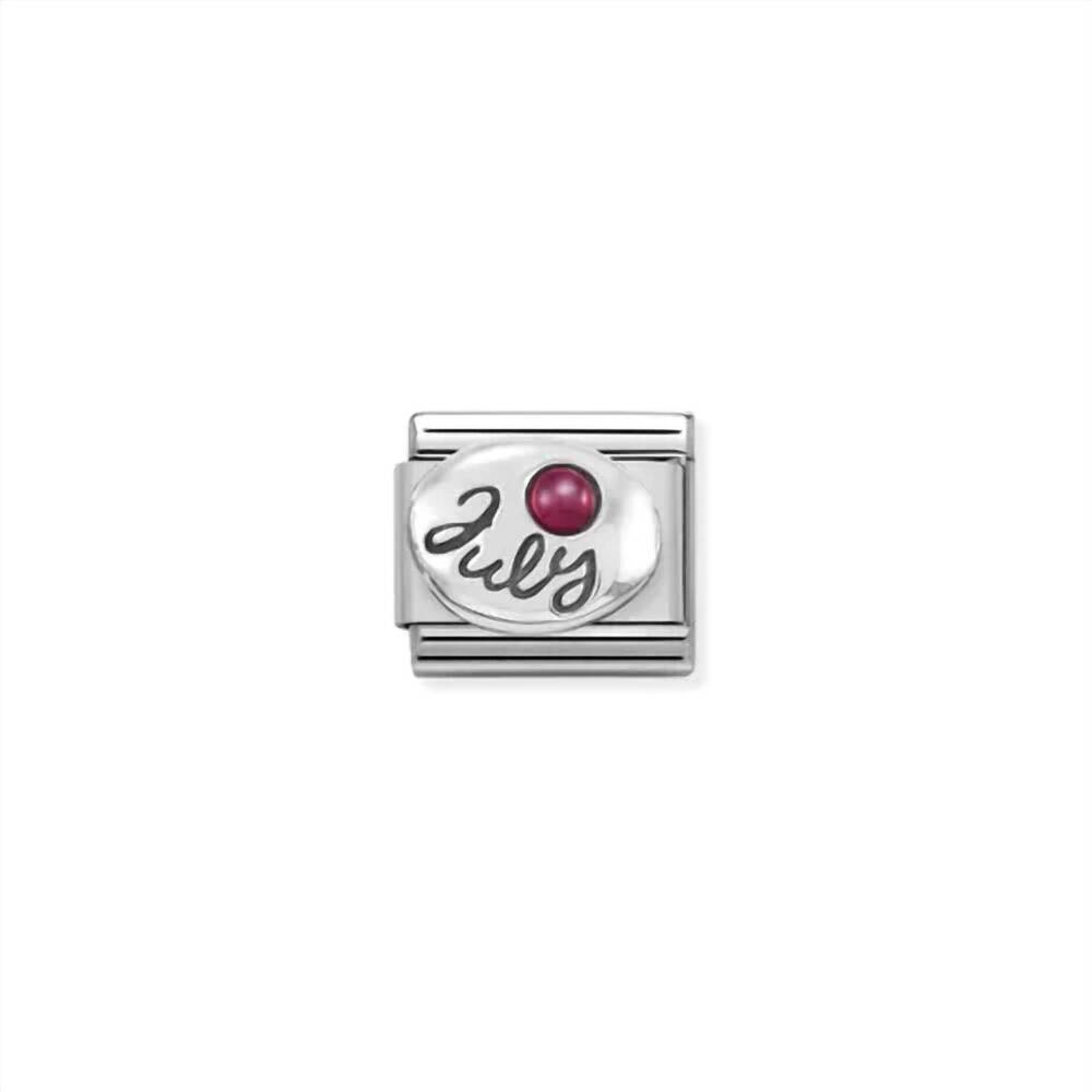 NEW NOMINATION unisex birth stones links bracelet in july ruby silver